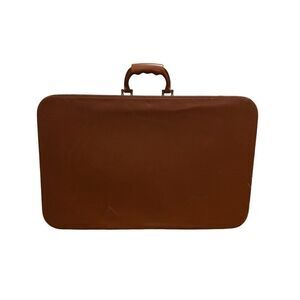 Vintage carry on luggage suitcase ski lite by crown brown hard shell